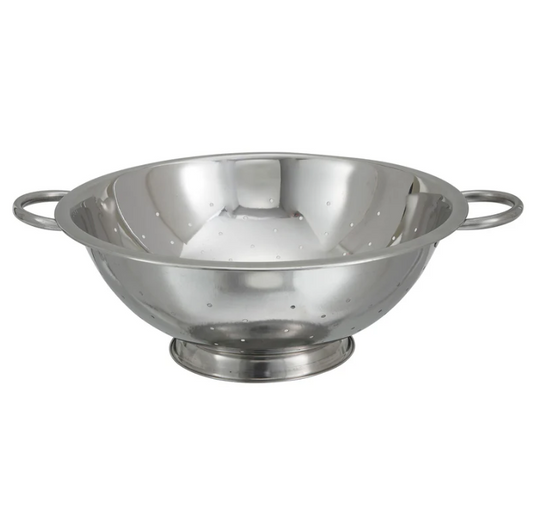 WINCO - Colador Escurridor de Acero Inoxidable 14 Qt con Base y Asas Laterales - 42 CM / COD-14