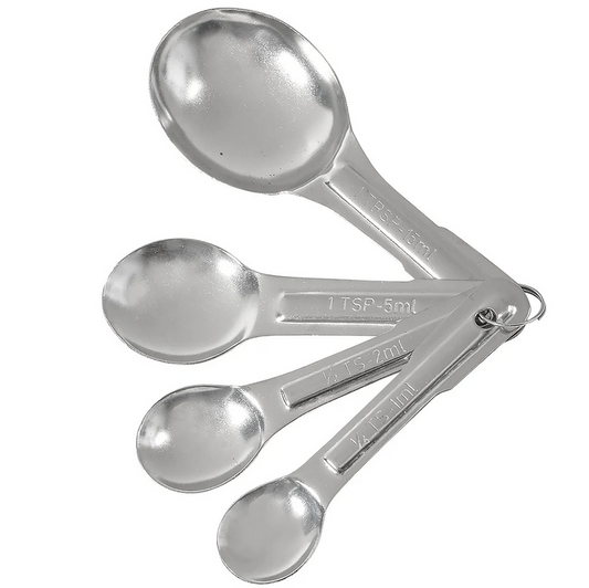 WINCO - Juego Profesional de Cucharas Medidoras de Acero Inoxidable 4 Piezas | MSP-4P