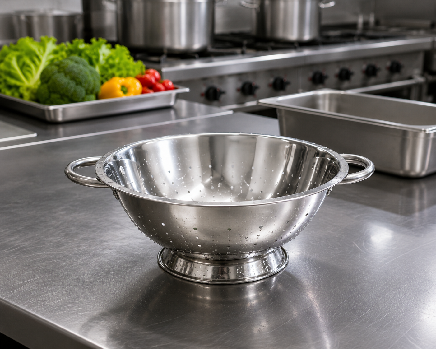WINCO - Colador Escurridor de Acero Inoxidable 5 Qt con Asas Laterales / COD-5