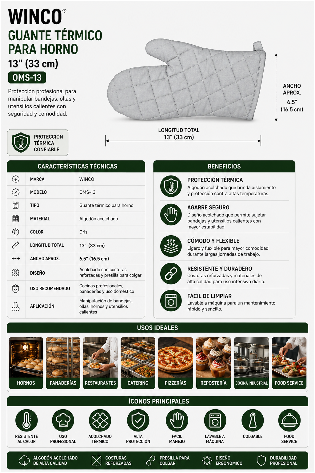 WINCO - Guante Térmico para Horno 13