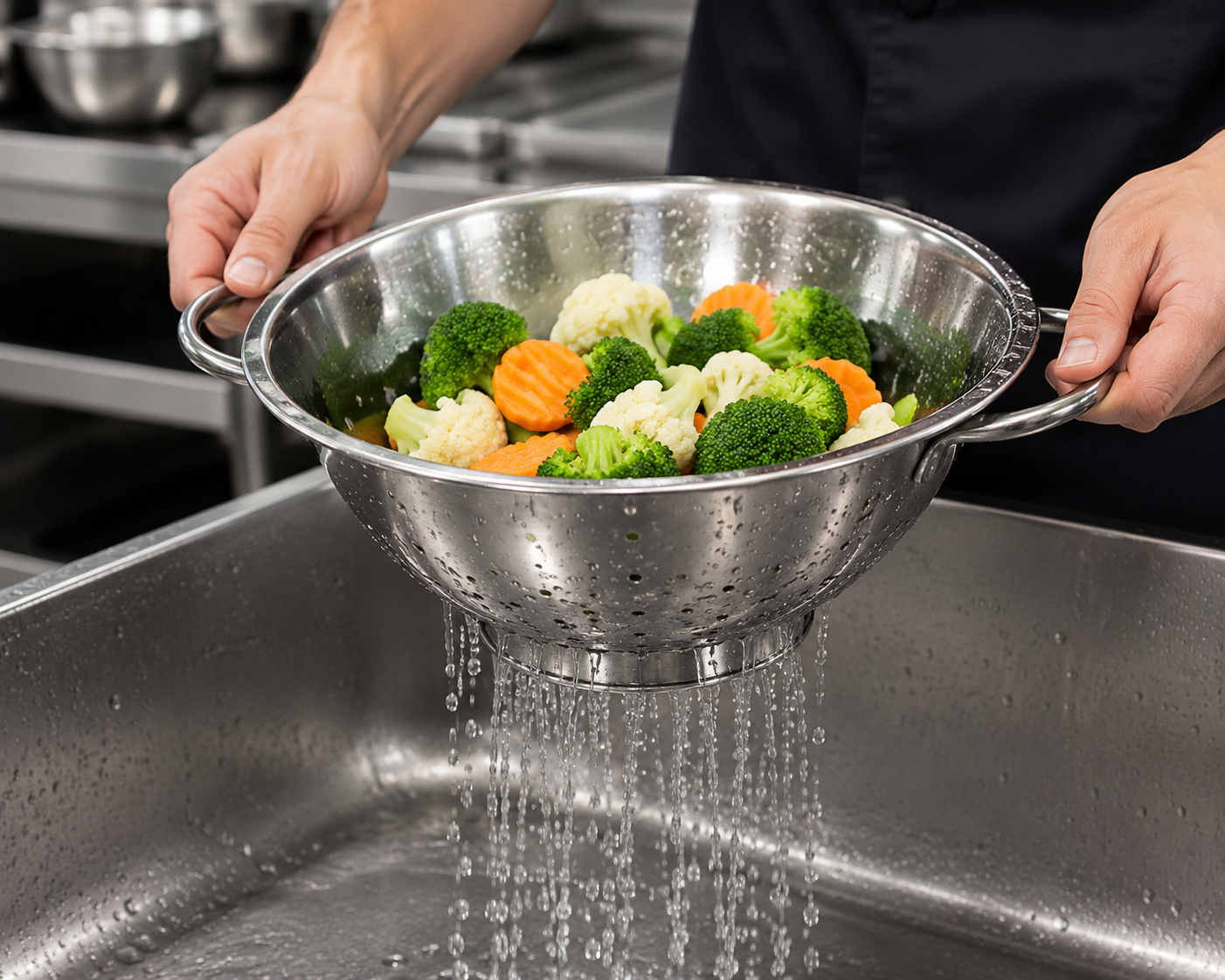 WINCO - Colador Profesional de Acero Inoxidable 8 Qt con Diámetro de 14
