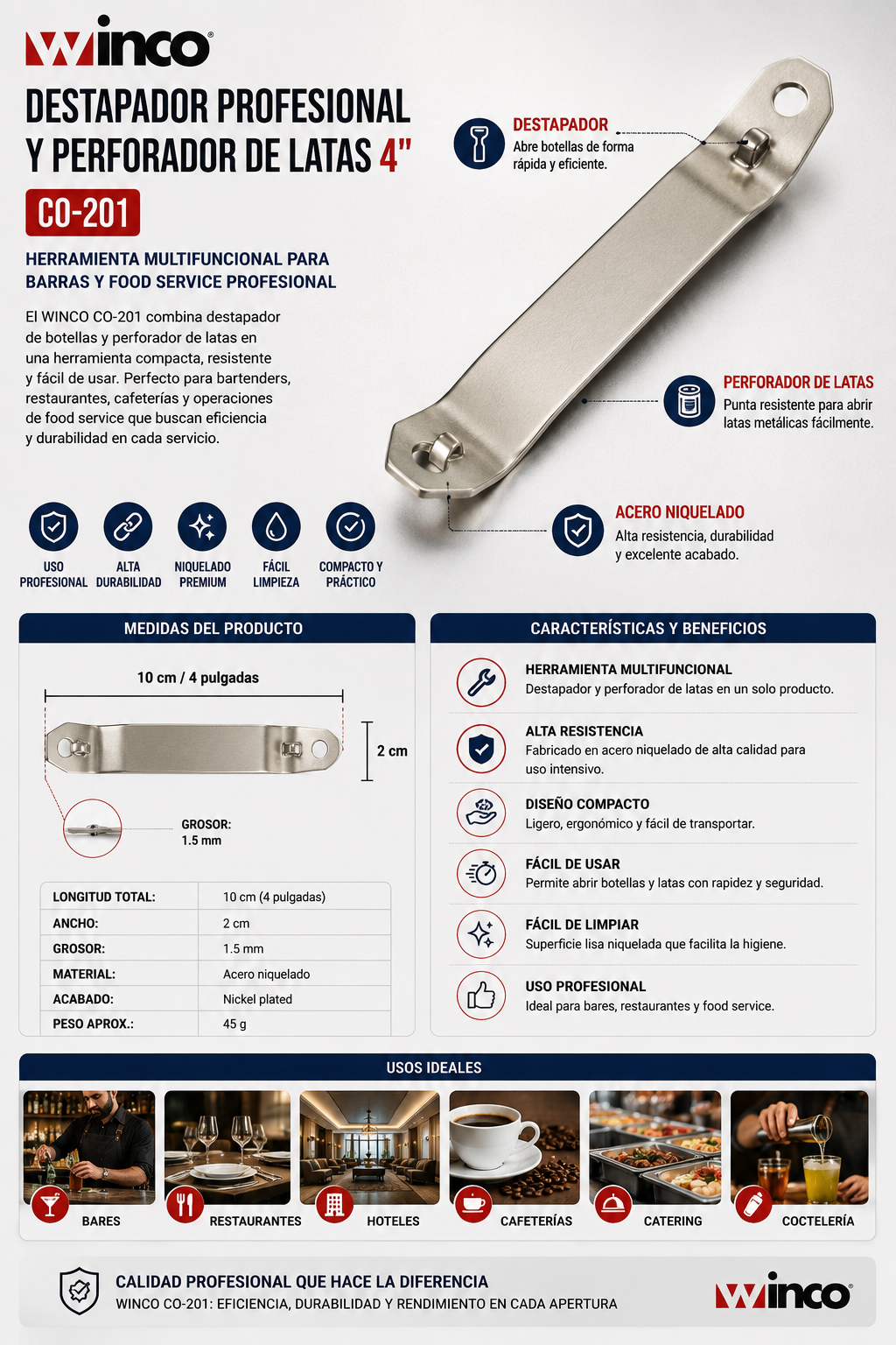 WINCO - Destapador Profesional y Perforador de Latas 4