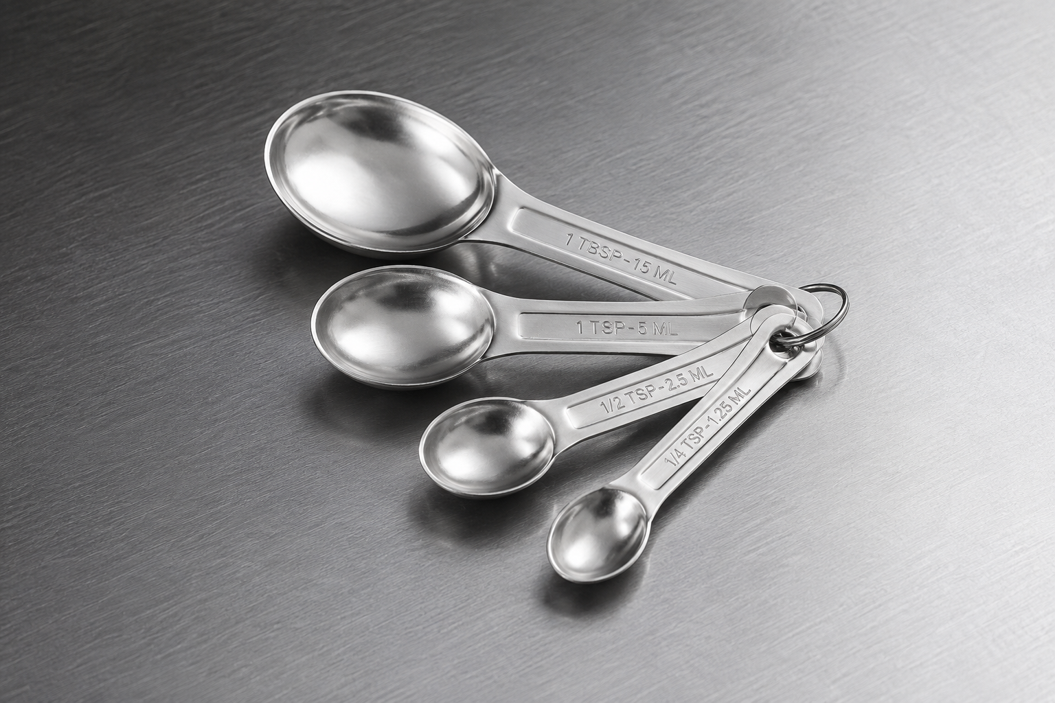 WINCO - Juego Profesional de Cucharas Medidoras de Acero Inoxidable 4 Piezas | MSP-4P