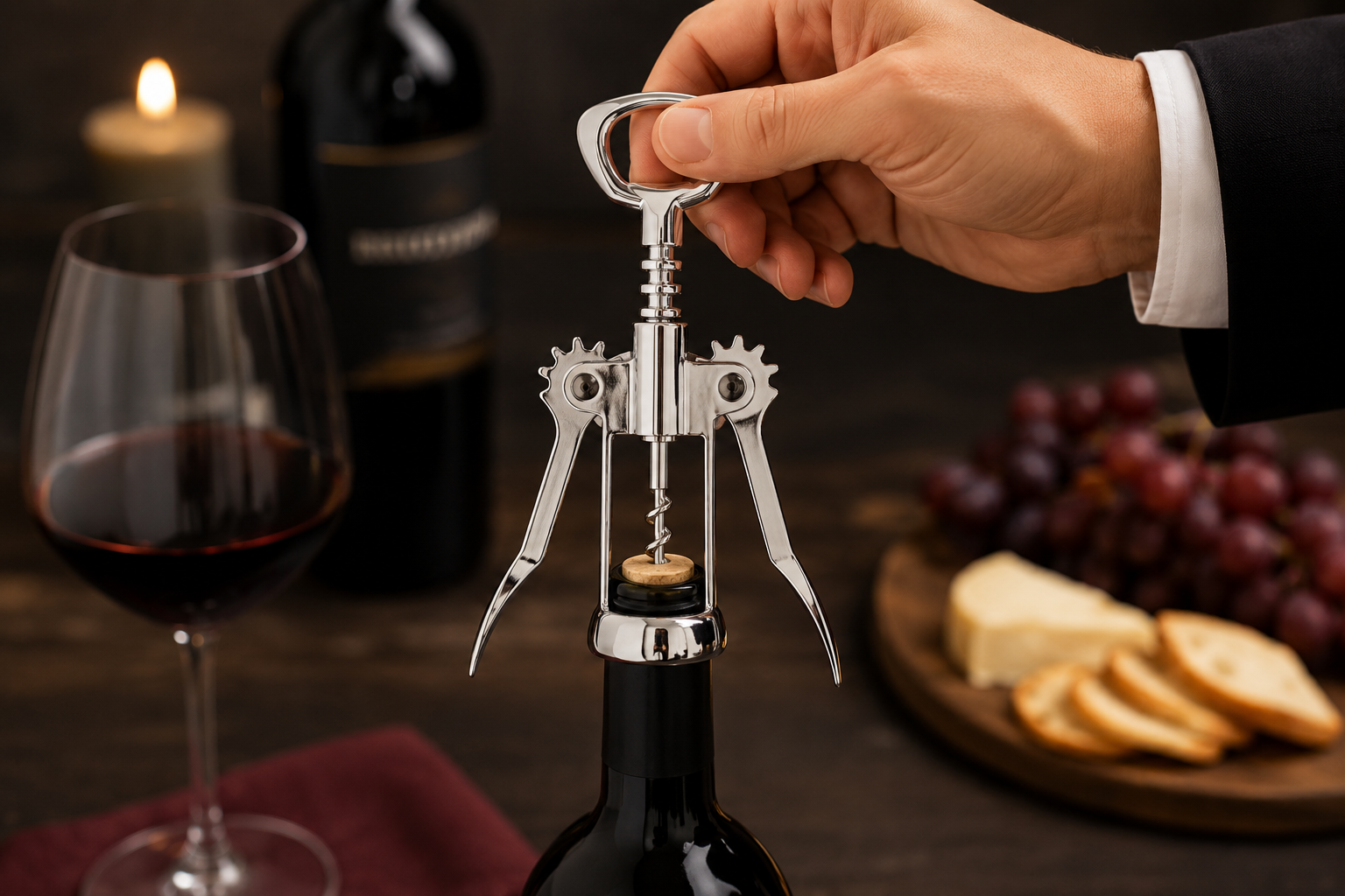 BROWNE - Sacacorchos Profesional de Alas Cromado para Botellas de Vino Deluxe | 574081