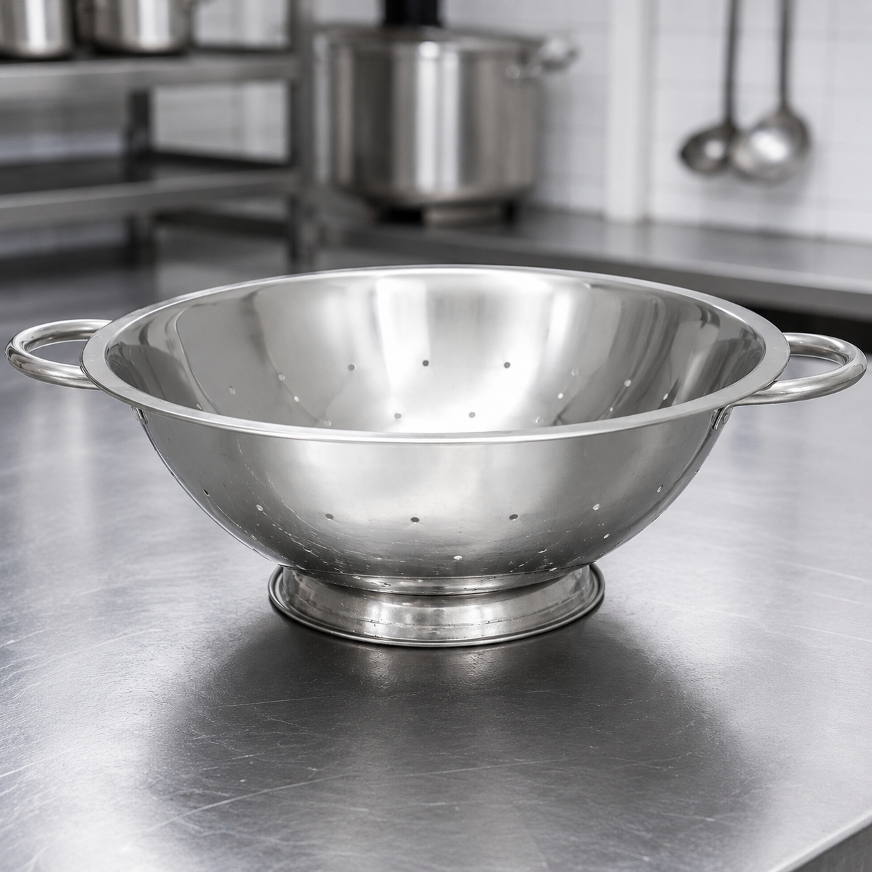 WINCO - Colador Escurridor de Acero Inoxidable 14 Qt con Base y Asas Laterales - 42 CM / COD-14