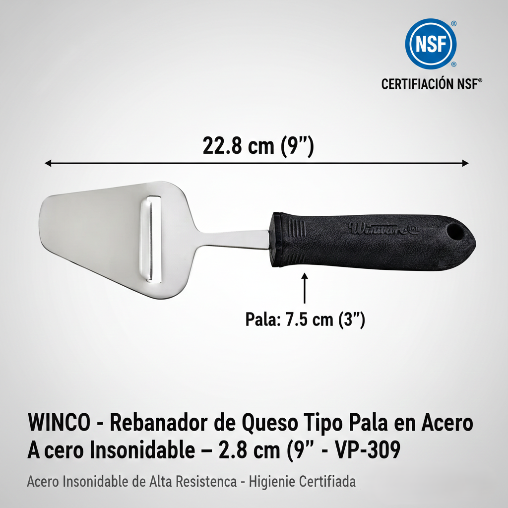 WINCO - Rebanador de Queso Tipo Pala en Acero Inoxidable - 22.8 cm (9