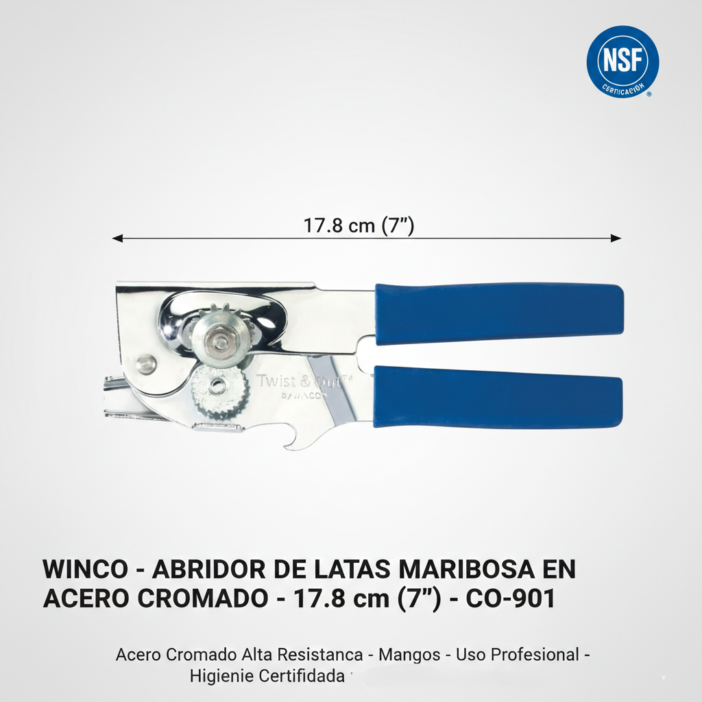 WINCO - Abridor de Latas de Mariposa en Acero Cromado - 17.8 cm (7