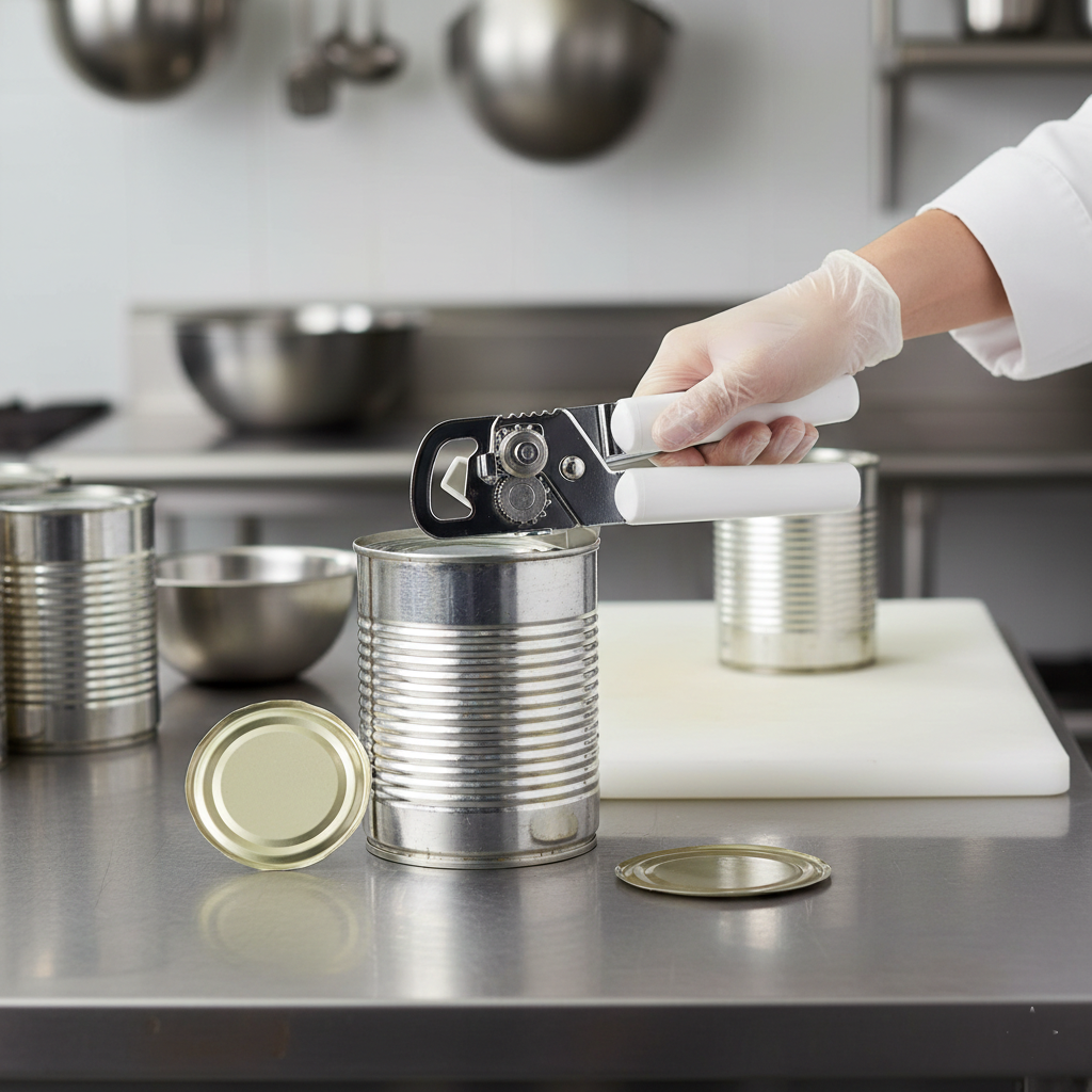 WINCO - Abridor de Latas Portátil de Acero Inoxidable - 17.8 cm (7