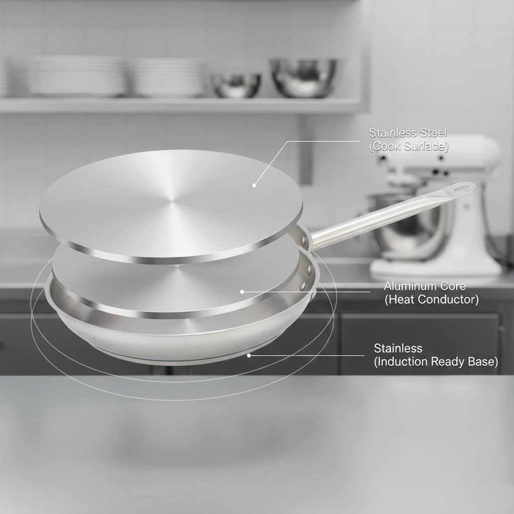 WINCO - Sartén de Acero Inoxidable - 20.32 cm (8